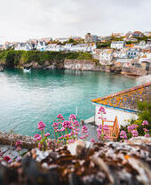 A coastal village scene